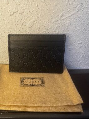 Gucci Black Embossed GG Leather Card Case